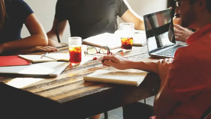 Team meeting around a table